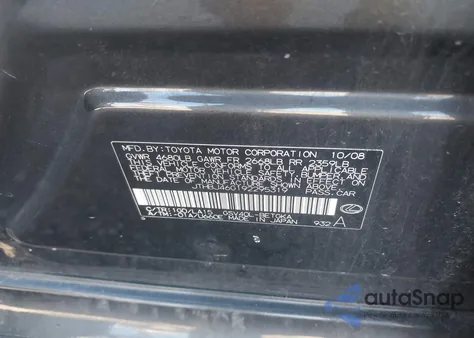 2009 Lexus Es 350 z USA, uszkodzony, nr VIN JTHBJ46G192295319